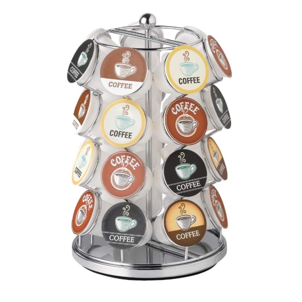 Heritage 28-Pod Rotating Keurig Coffee Pod Holder Storage Carousel - Chrome